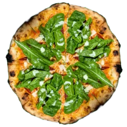 Pizza de Rúcula e Tomate Seco com massa de fermentação natural da Pizzaria Casa da Barra